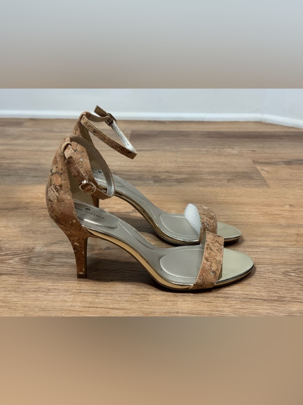 NEW Bandolino Cork-Textured Ankle Strap Stiletto Heels Size 9